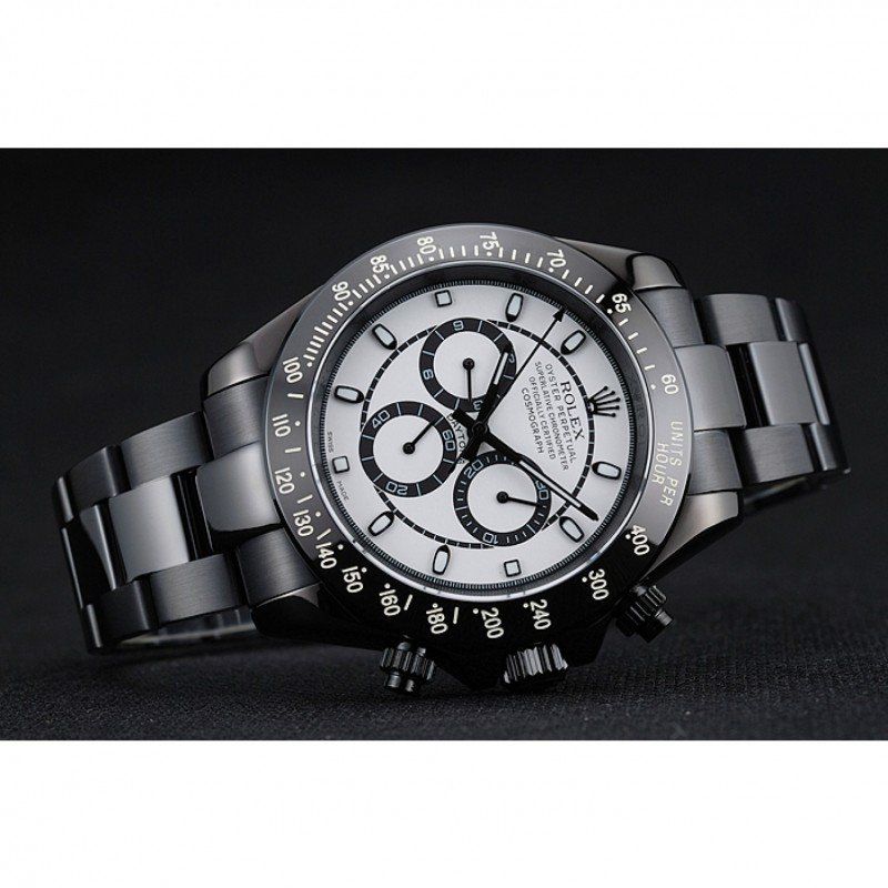 rol€x Cosmograph Daytona White And Black Dial Black Stainless Steel Case And Bracelet 1454249