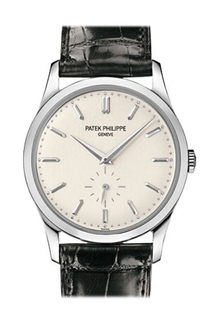 PAT€K PHIL!PPE Calatrava Silver Dial 18 kt White Gold Men's Watch 5196G-001