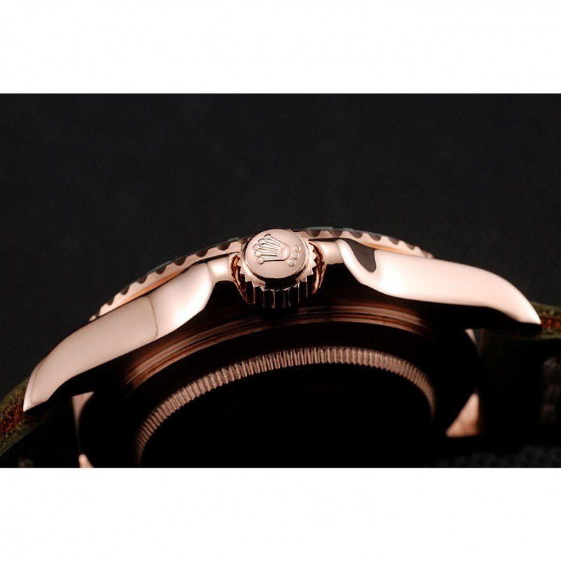 rol€x Yacht-Master Black Dial Green Bezel Rose Gold Case Green Leather Bracelet 1453862