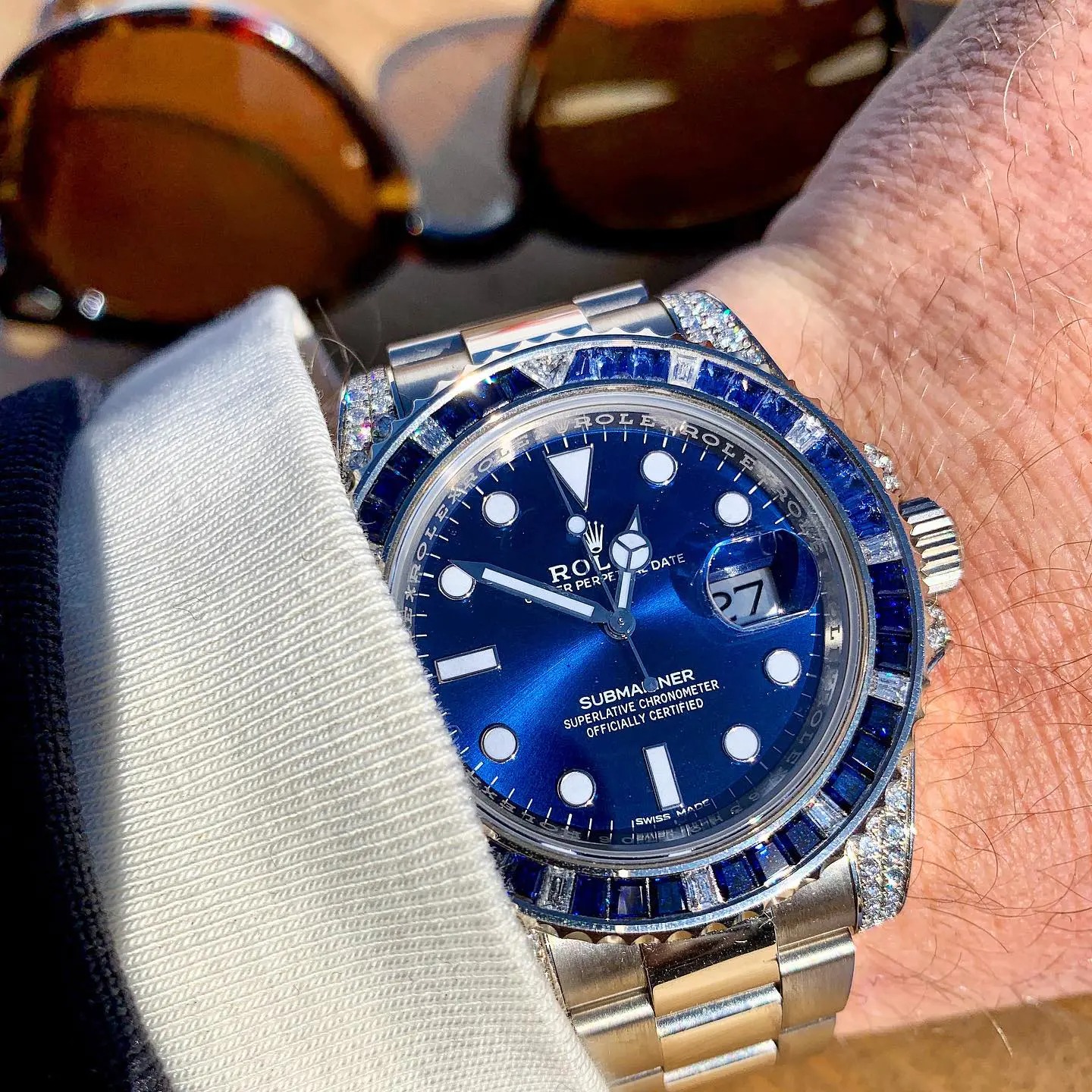 rol€x Submariner Date 116659 SABR 18K White Gold Diamonds Sapphires UNWORN