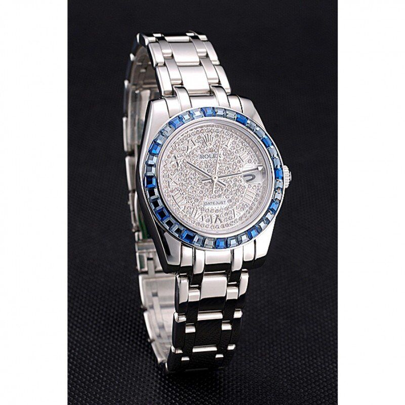 rol€x Datejust Diamond Dial Blue Jewels Bezel Stainless Steel Case And Bracelet 622834