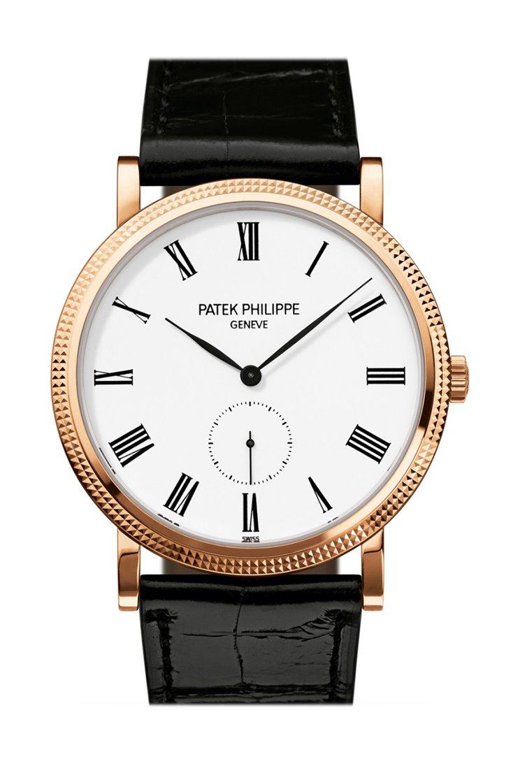 PAT€K PHIL!PPE Calatrava White Dial 18kt Rose Gold Men's Watch 5119R-001