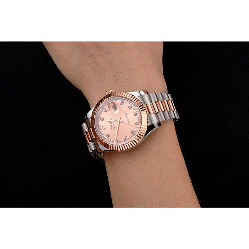 rol€x Datejust Rose Gold Dial And Bezel Stainless Steel Case Two Tone Bracelet