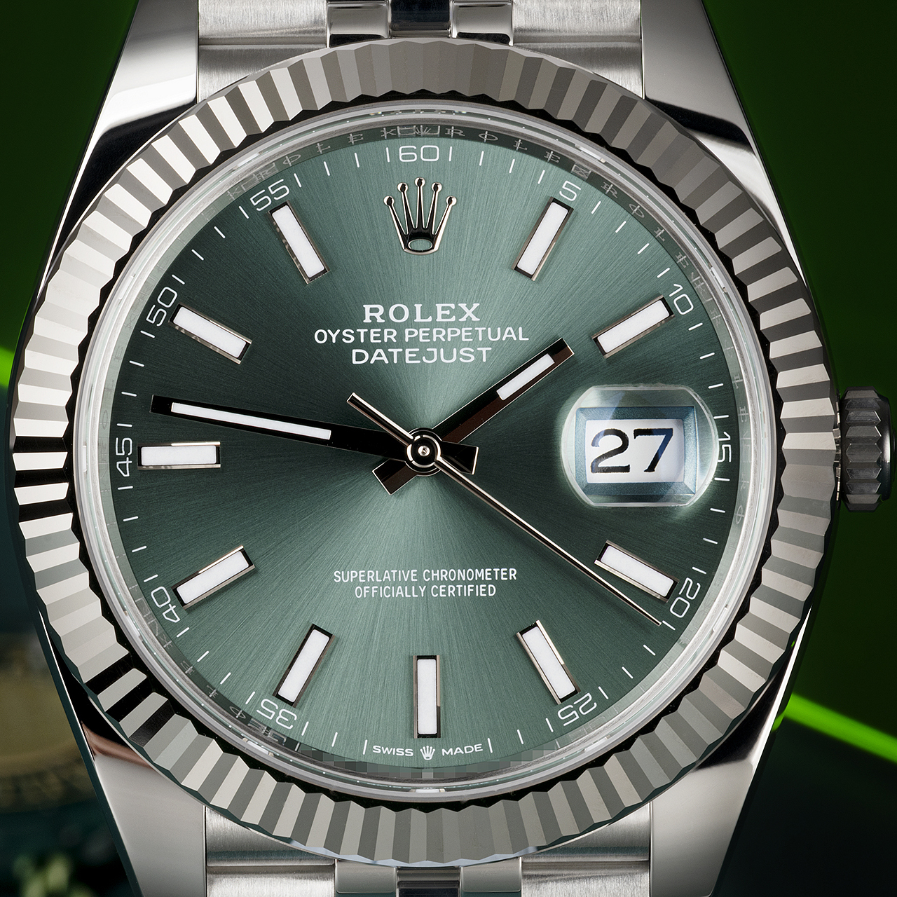 rol€x Datejust 41'Mint Green' 126334 Steel & White Gold