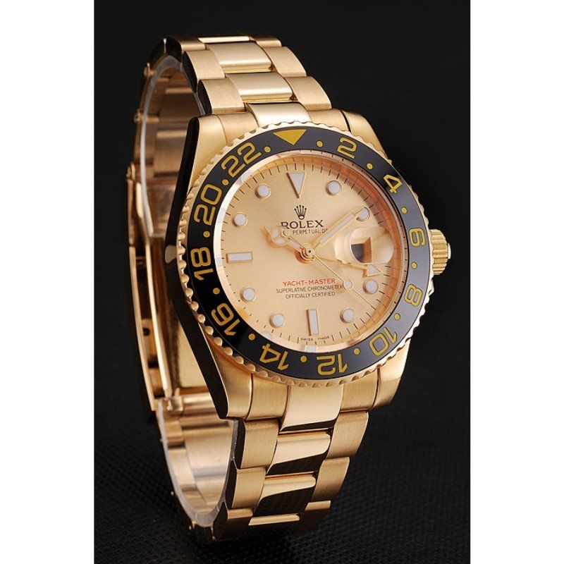 Swiss rol€x GMT Master II Gold Dial Black Bezel Gold Case And Bracelet 1453749