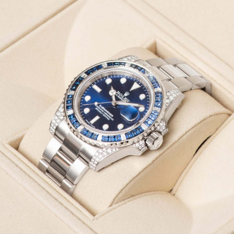 rol€x Submariner Date 116659 SABR 18K White Gold Diamonds Sapphires UNWORN