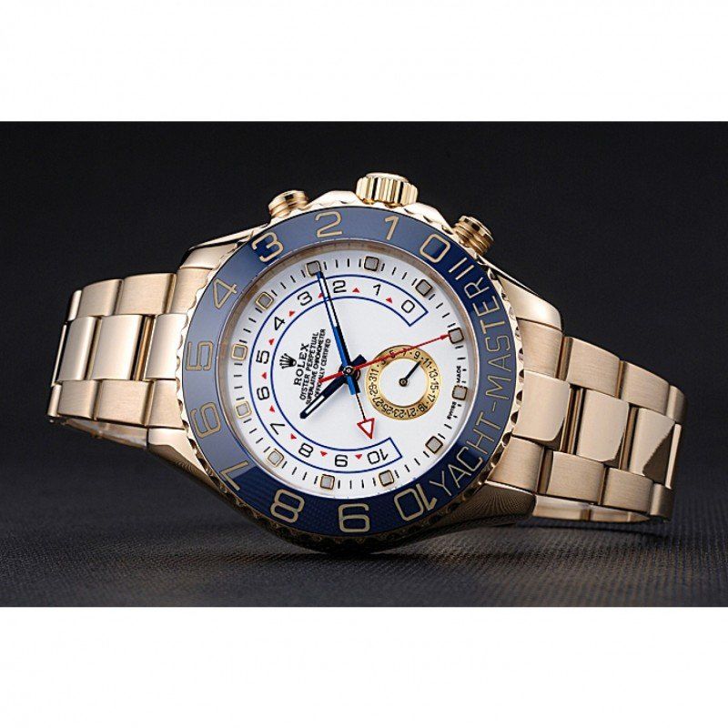 rol€x Yacht-Master II White Dial Blue Bezel Gold Bracelet 622271