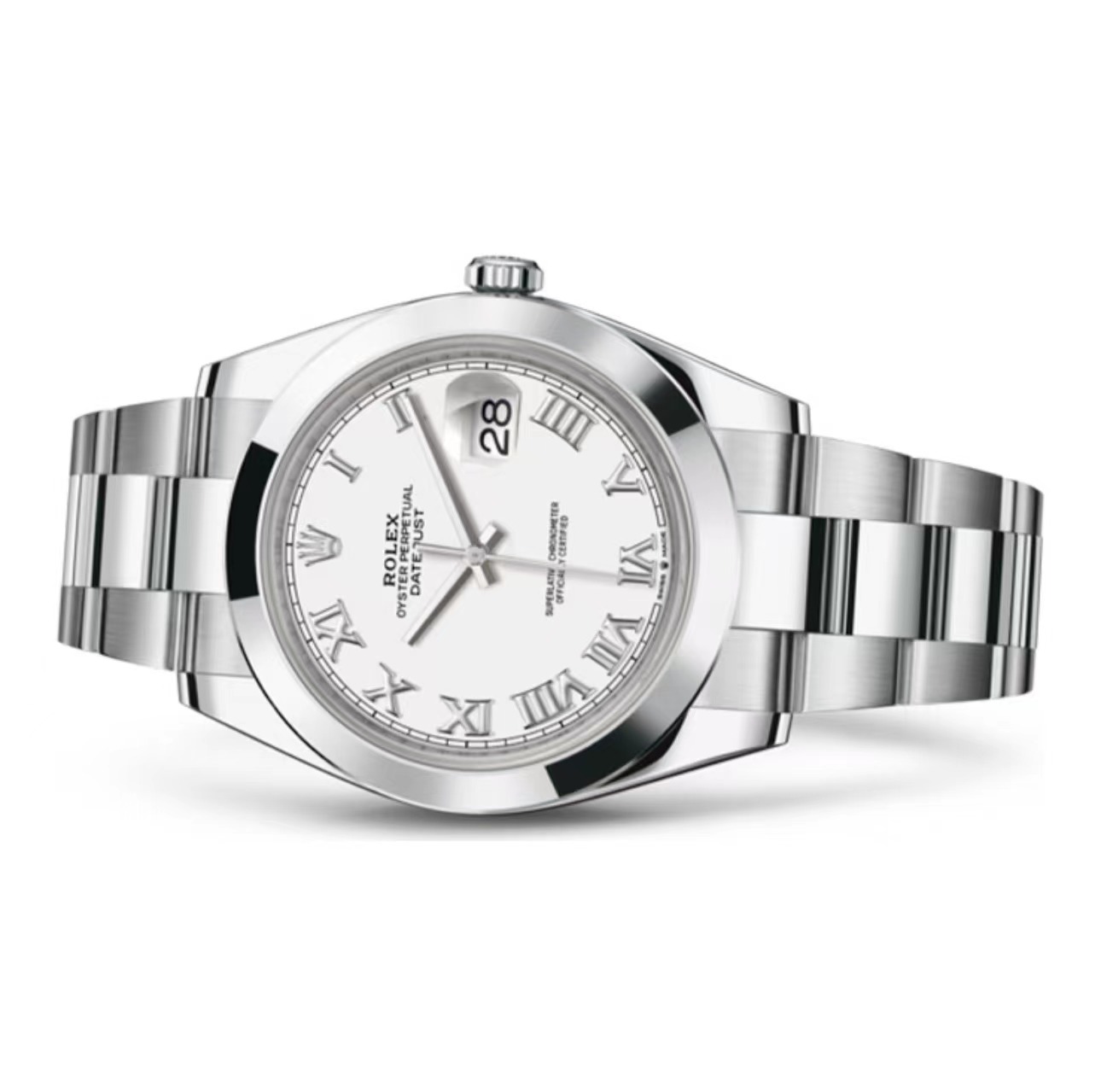 rol€x Datejust 41mm 2023 Smooth White Roman Dial Oyster Bracelet 126300 NEW