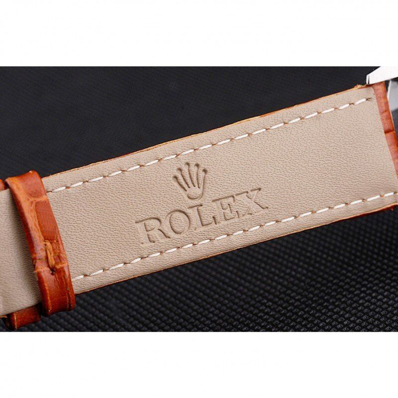 rol€x Datejust Blue Dial Stainless Steel Case Light Brown Leather Strap