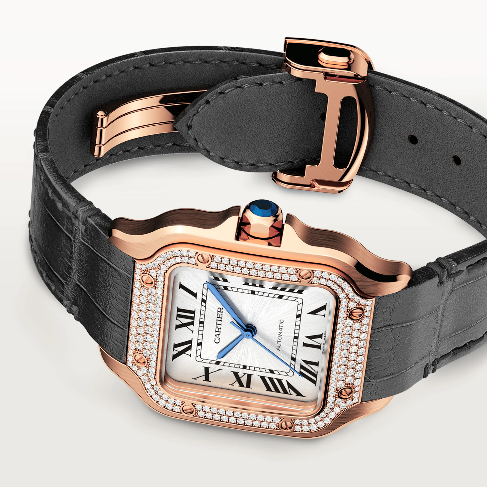 C@RTIER Santos Rose Gold & Diamonds Lady��s Watch, WJSA0012