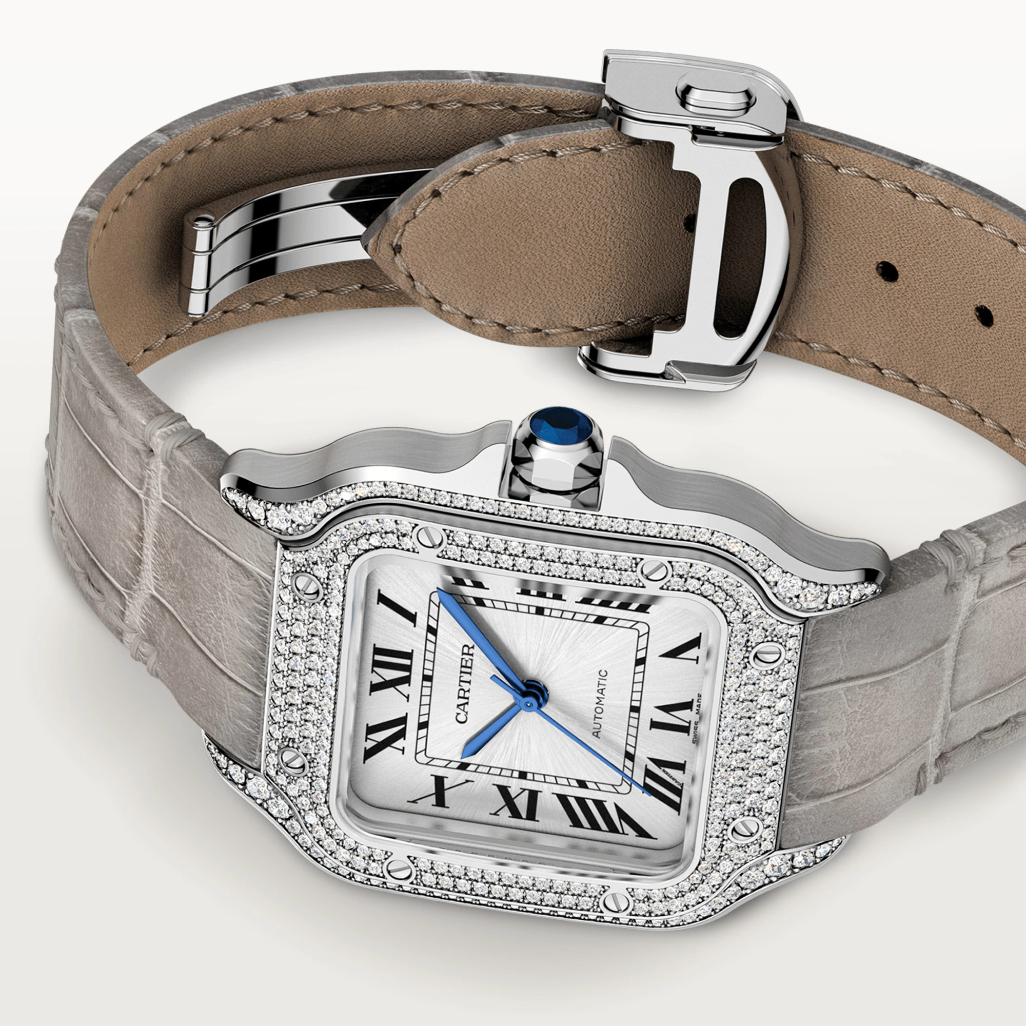 C@RTIER Santos 18K White Gold & Diamonds Unisex Watch, WJSA0014