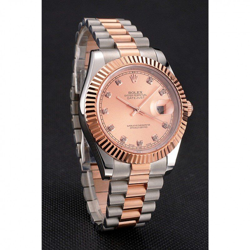 rol€x Datejust Rose Gold Dial And Bezel Stainless Steel Case Two Tone Bracelet