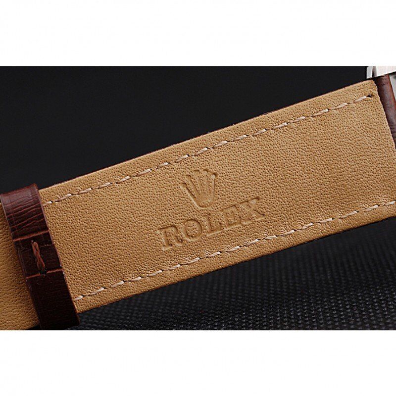 rol€x Cellini Gold Dial And Bezel Stainless Steel Case Brown Leather Strap 622840