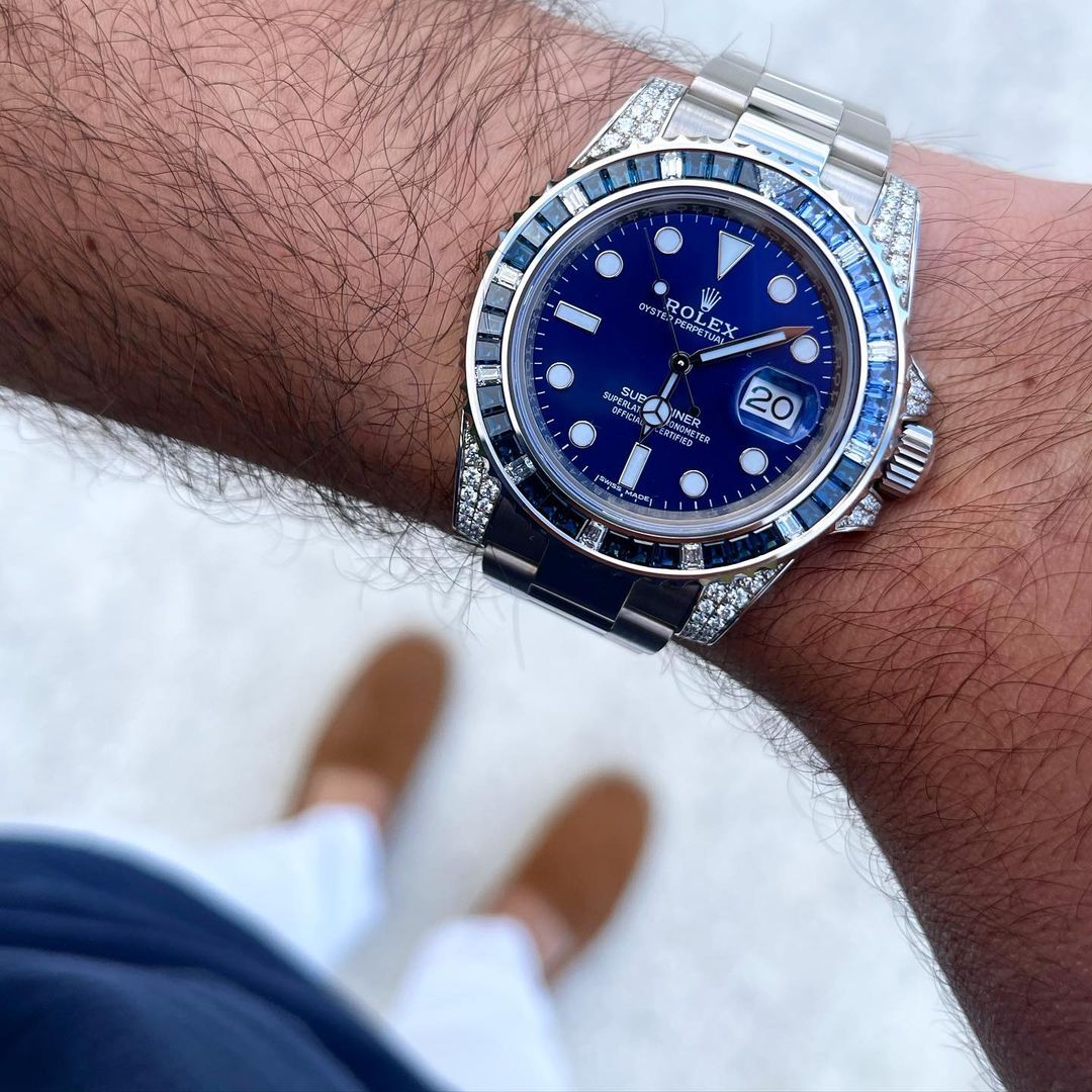 rol€x Submariner Date 116659 SABR 18K White Gold Diamonds Sapphires UNWORN