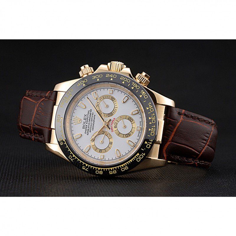 rol€x Cosmograph Daytona Gold Case White Dial Brown Leather Bracelet 622633