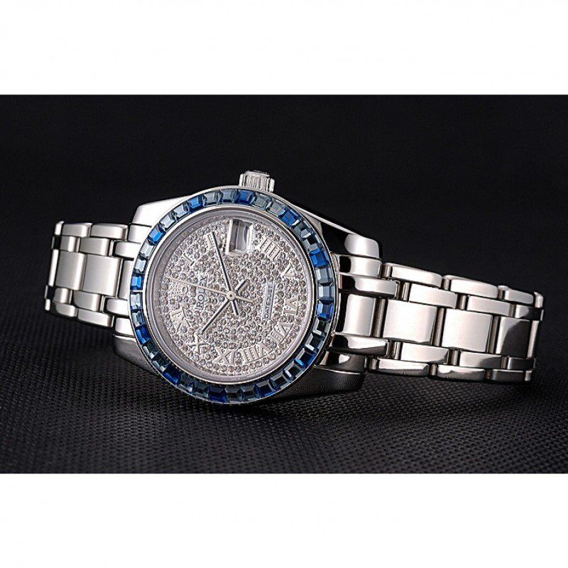 rol€x Datejust Diamond Dial Blue Jewels Bezel Stainless Steel Case And Bracelet 622834