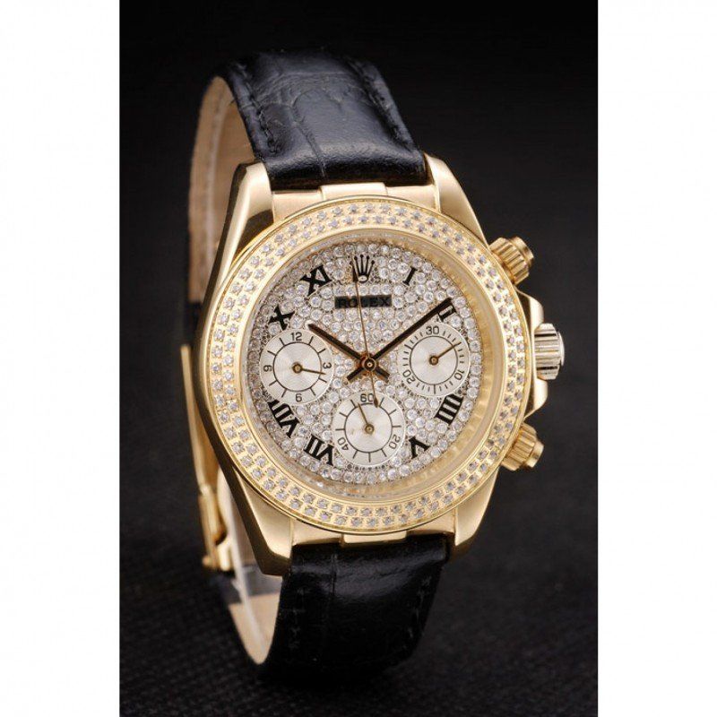 rol€x Daytona Lady Gold Case Crystal Studded Bezel Crystal Studded Dial 98238
