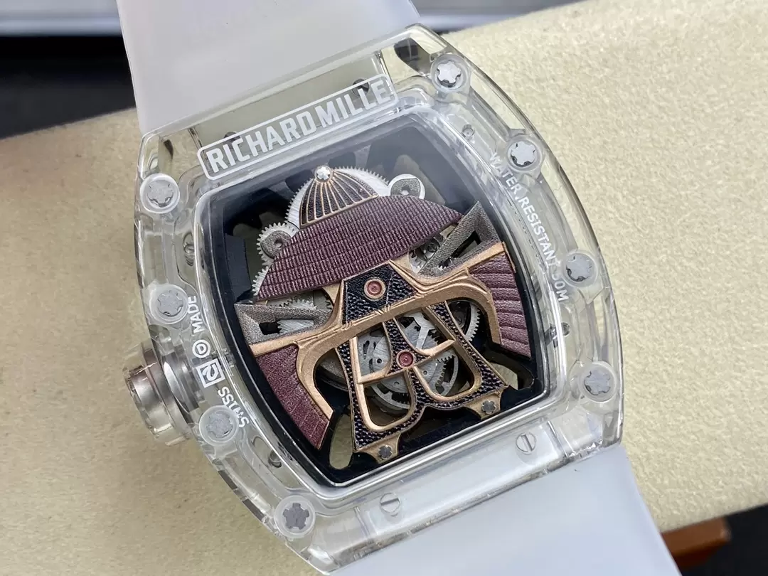 RICH@RD M!LLE RM 47 SAMURAI SAPPHIRE WHITE RUBBER STRAP SWISS REPLICA 42.7MM