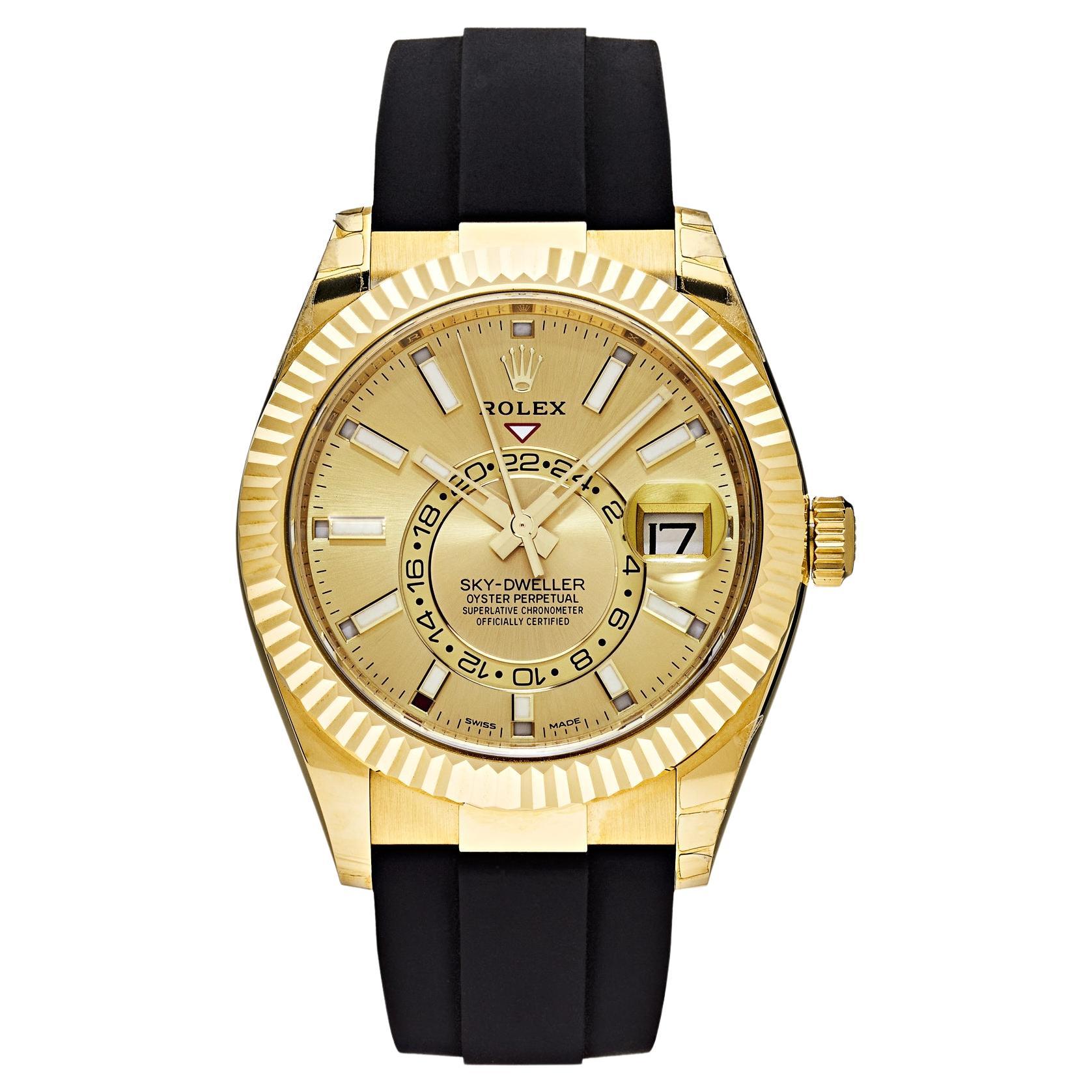 ROL€X Sky-Dweller Yellow Gold Champagne Dial 326238