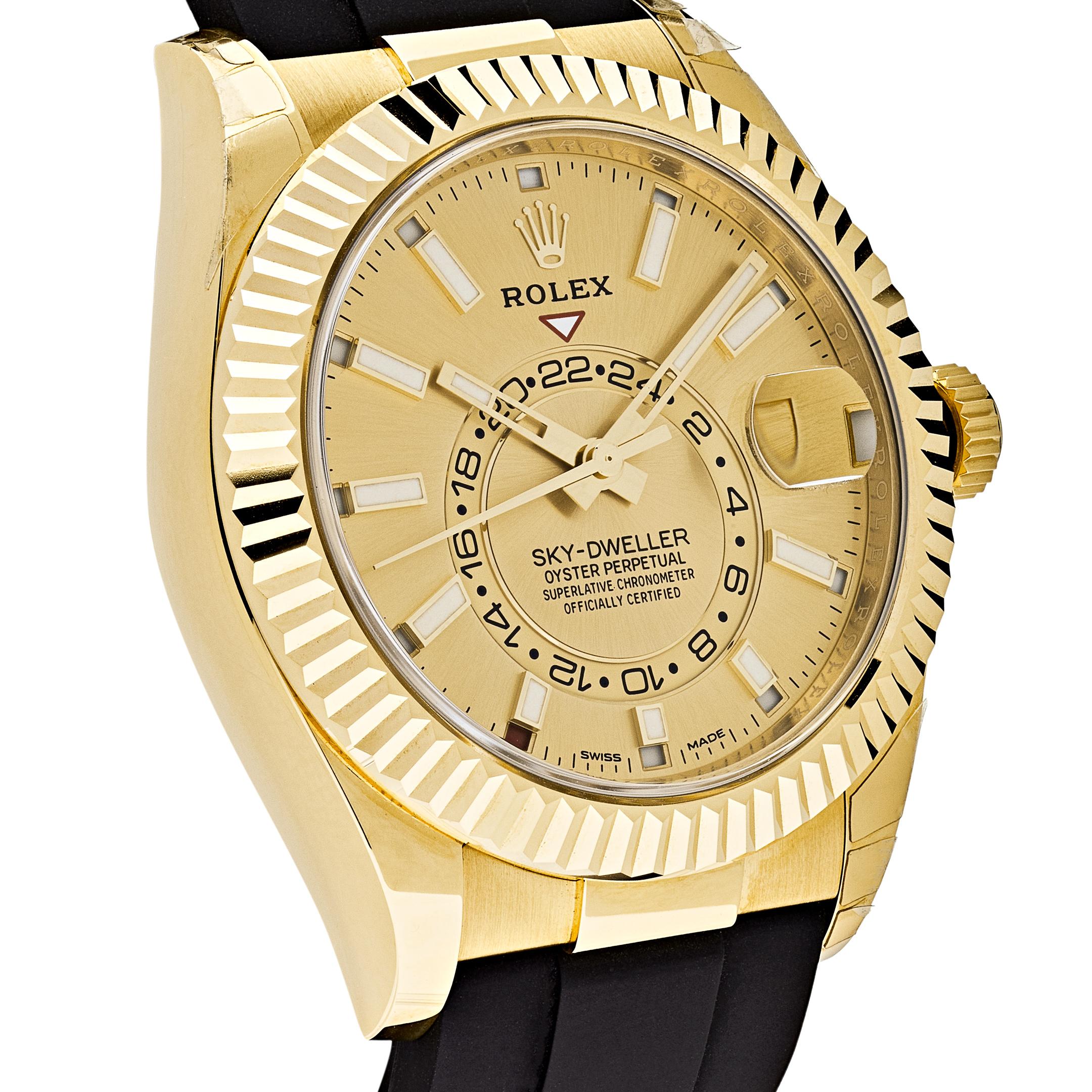 ROL€X Sky-Dweller Yellow Gold Champagne Dial 326238