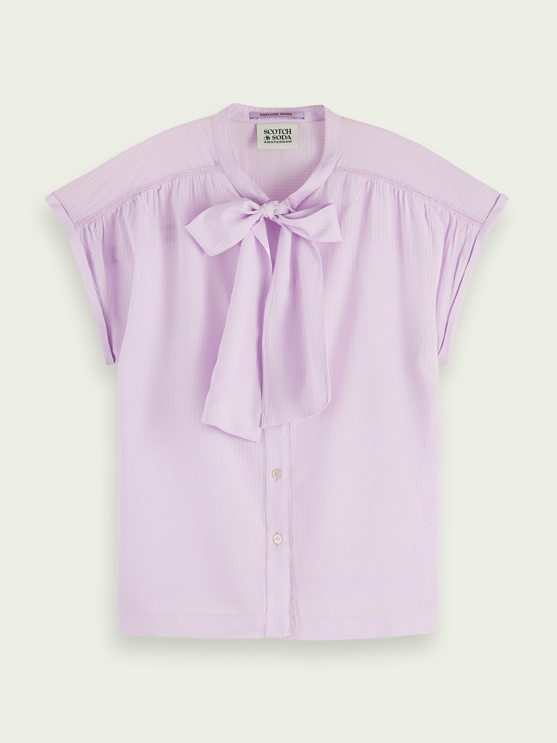 Relaxed-Fit Short-Sleeve Shirt With Tie-Neck | scotch & soda outlet