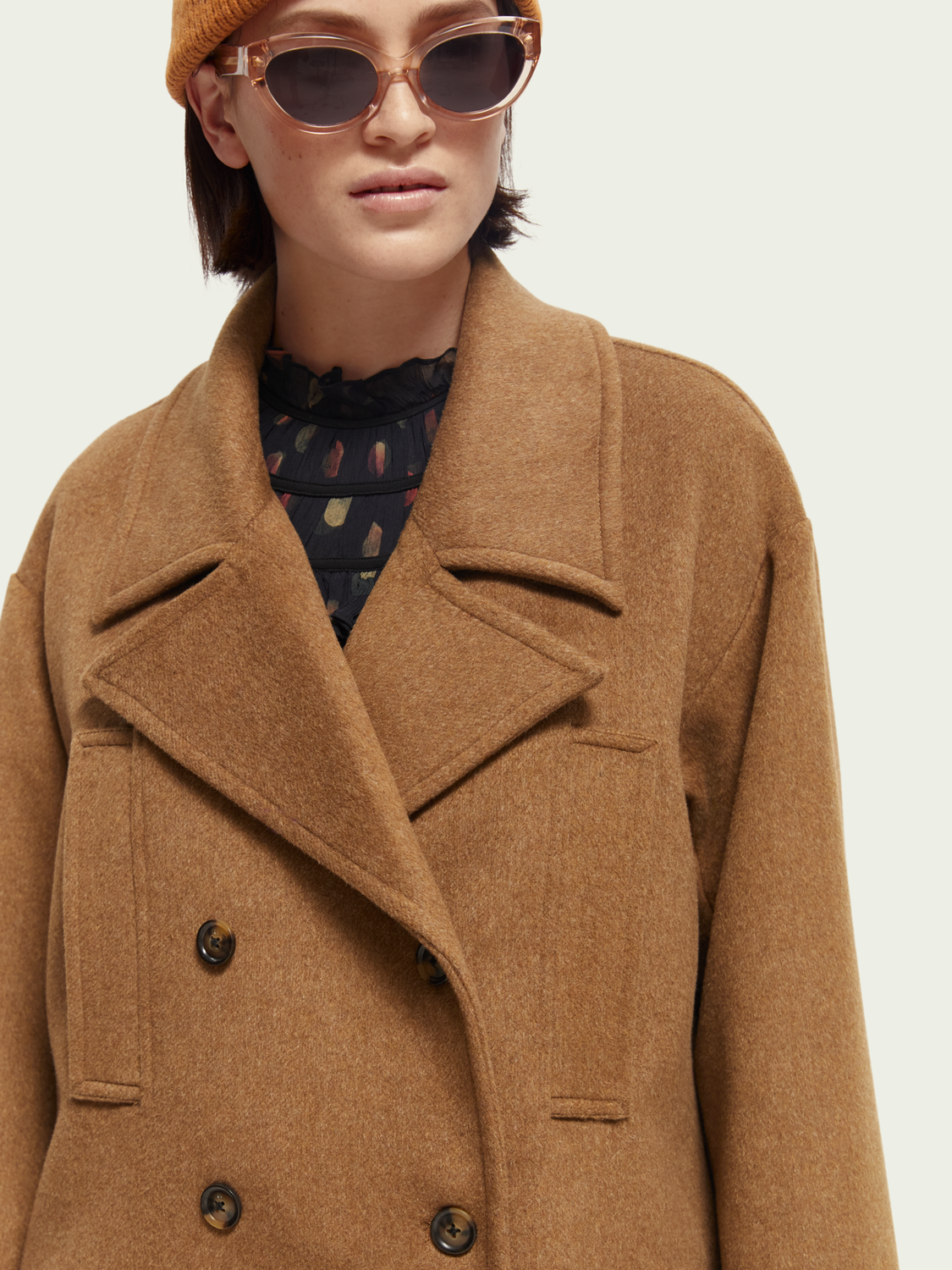 Brushed Double-Breasted Coat | scotch & soda outlet