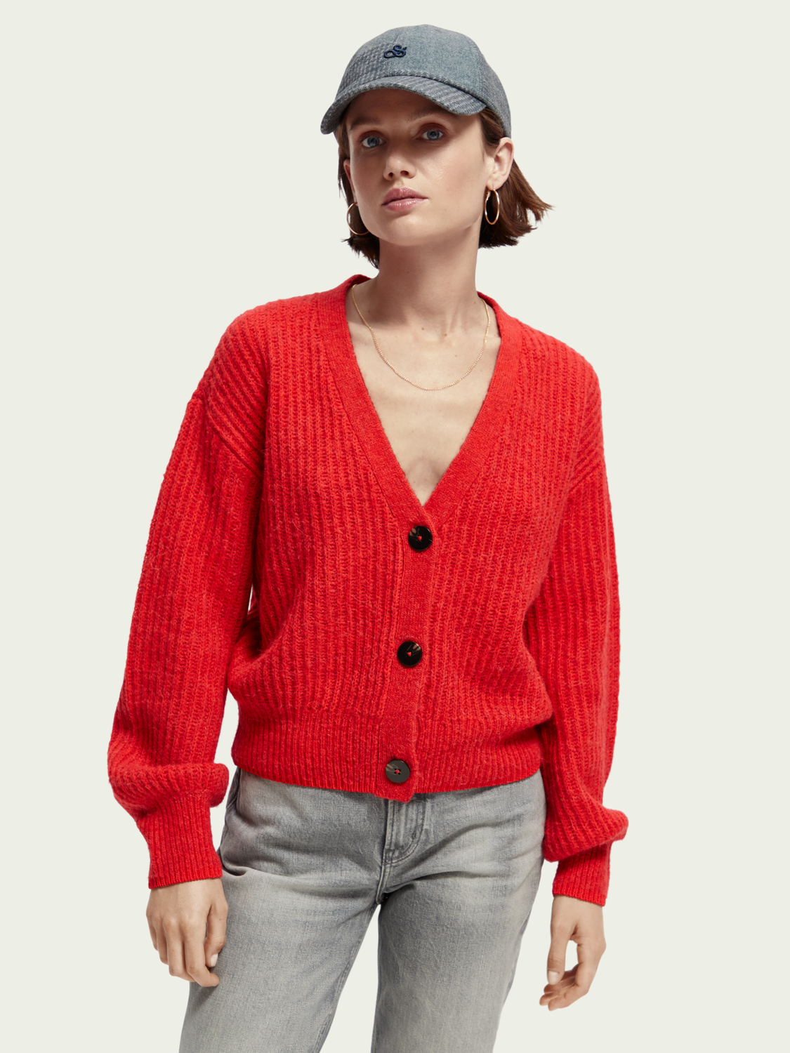 Fuzzy Voluminous-Sleeved Cardigan | scotch & soda outlet