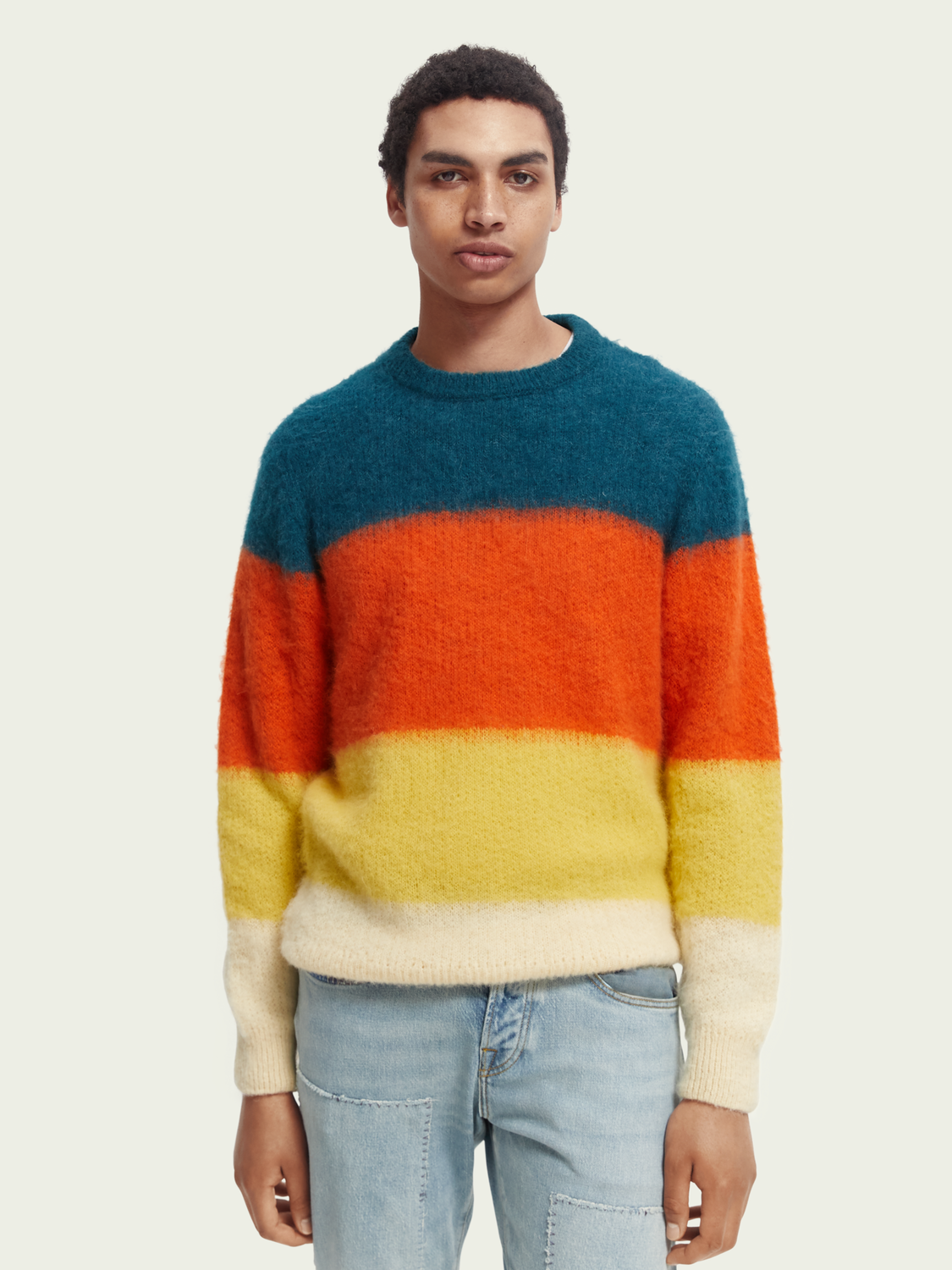 Multi-Coloured Panelled Jacquard Sweater | Scotch And Soda Outlet