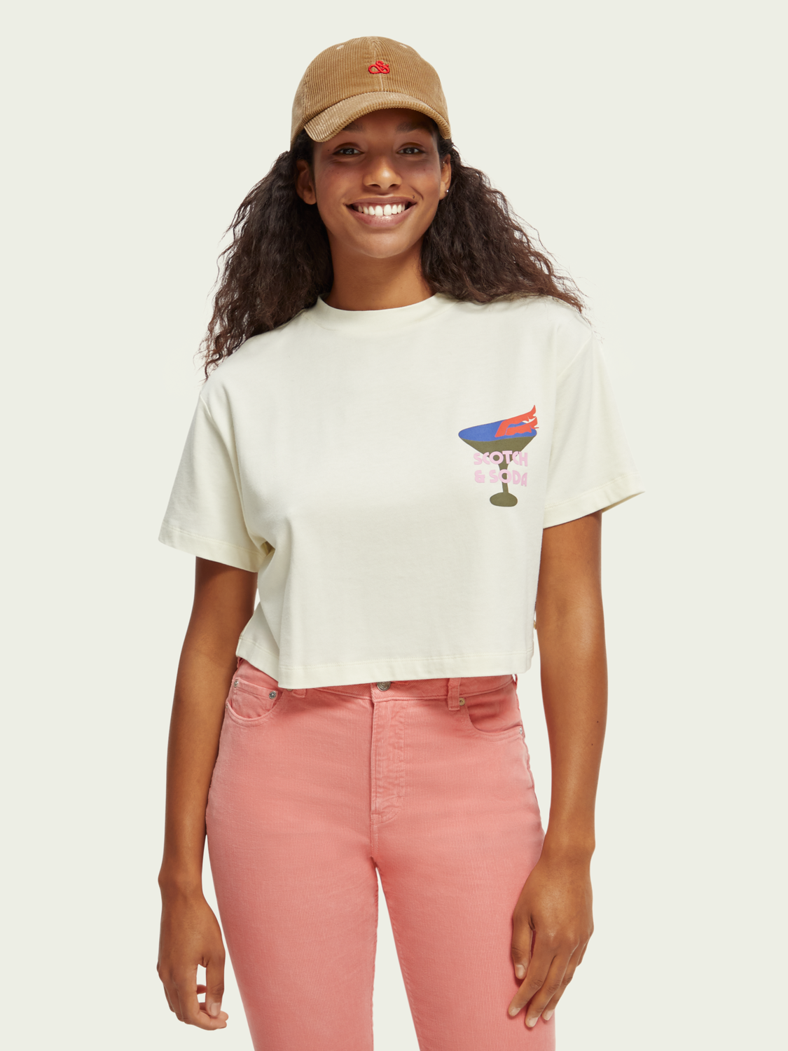 Cropped Loose Fit Graphic T-Shirt | scotch & soda outlet