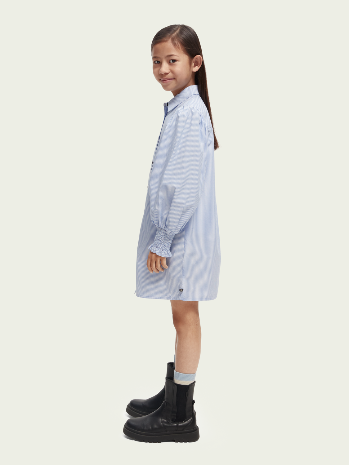 Scotch Soda Outlet | Yarn-Dyed Pinstripe Midi-Length Shirt Dress