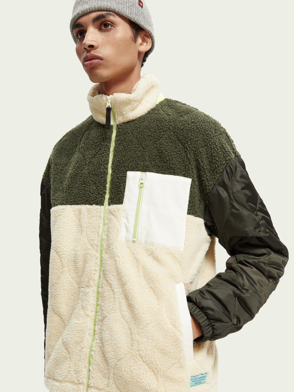 Panelled Quilted Teddy Jacket | Scotch And Soda Outlet