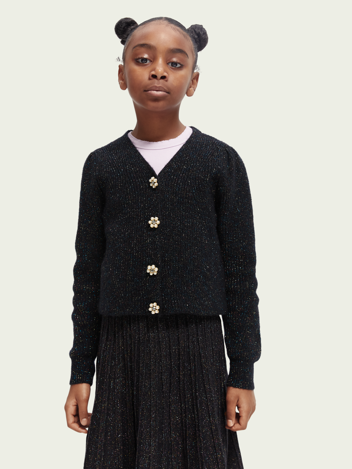 Puffed Shoulder Floral Button Cardigan