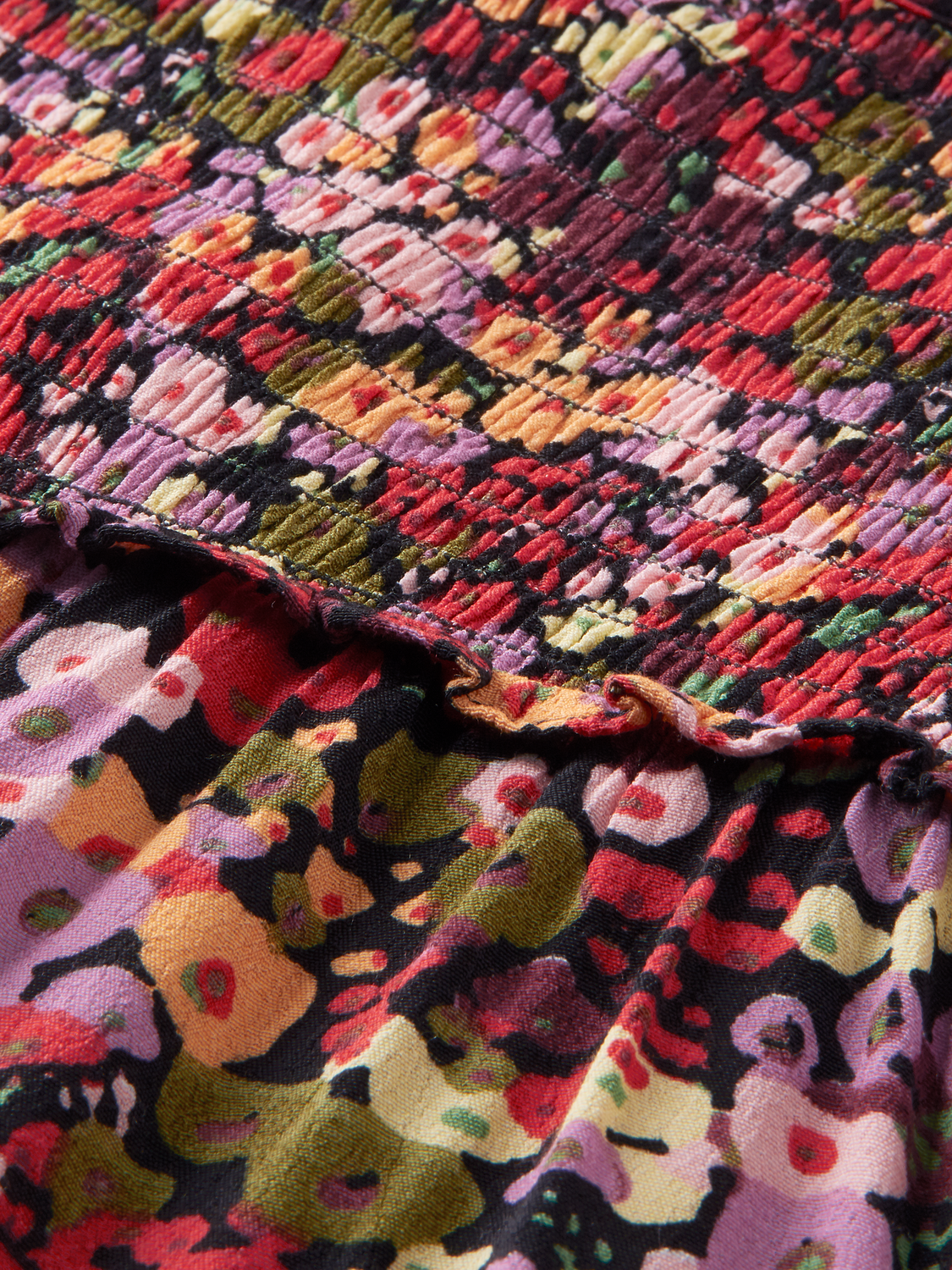 Printed Smock Detail Top