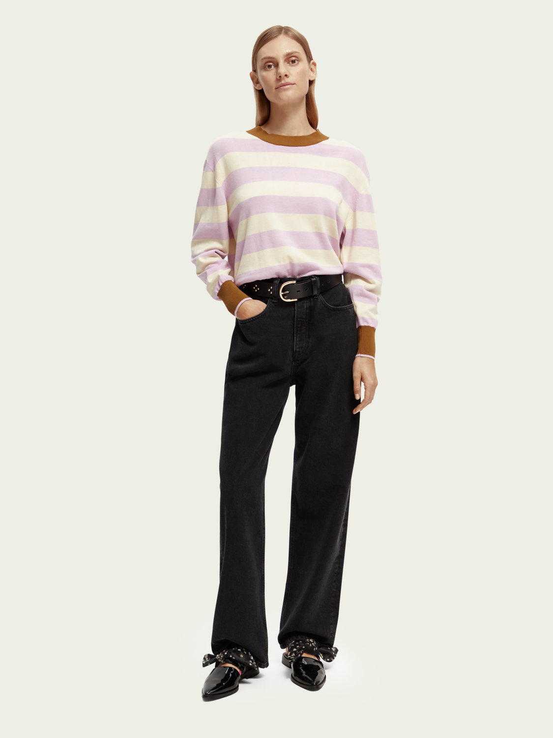 Striped Organic Cotton Sweater | scotch & soda outlet
