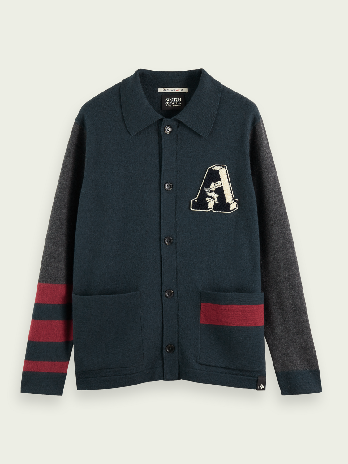Felted Wool Varsity Sweater | Scotch And Soda Outlet