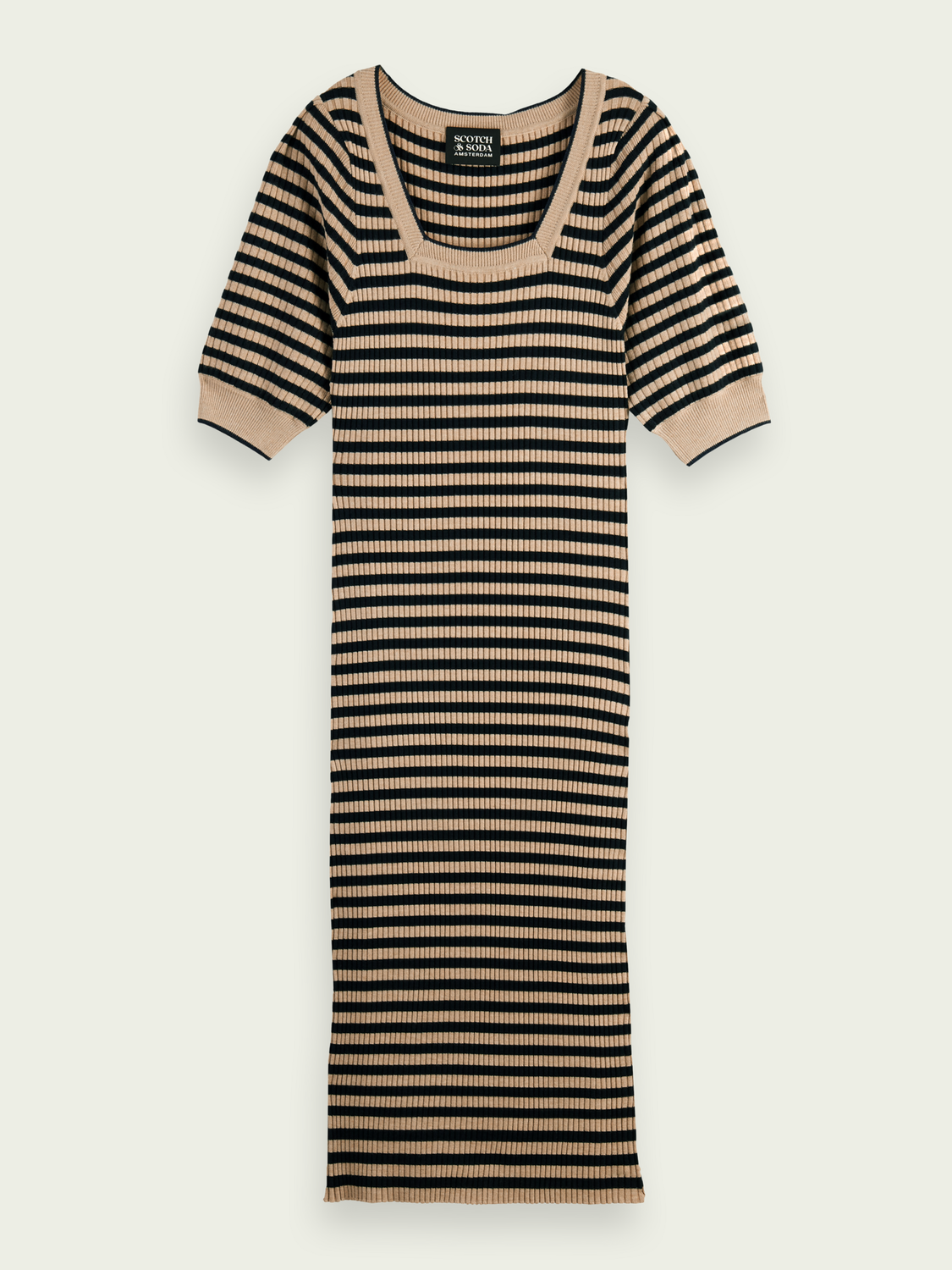 Short-Sleeved Rib Knit Dress | scotch & soda outlet