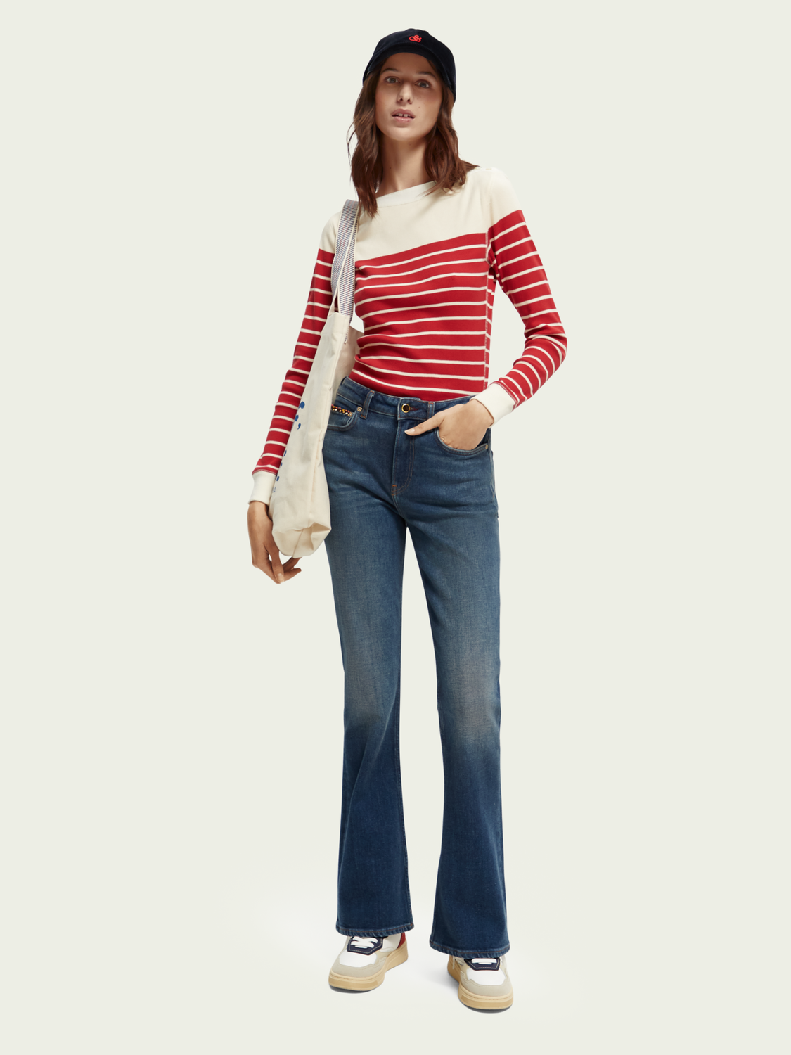 Striped Boatneck Organic Cotton T-Shirt | scotch & soda outlet