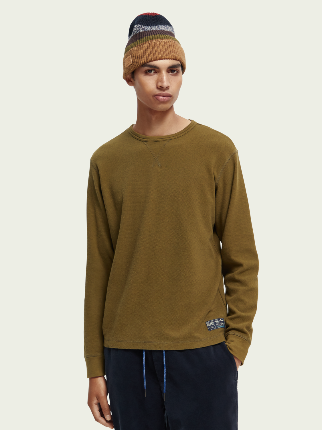 Structured Organic Cotton Waffle T-Shirt | Scotch And Soda Outlet