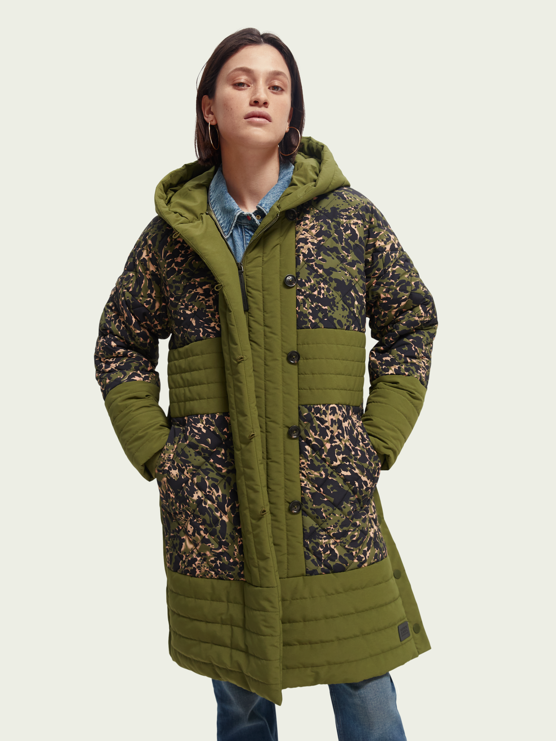 Quilted Animal Print Parka | scotch & soda outlet