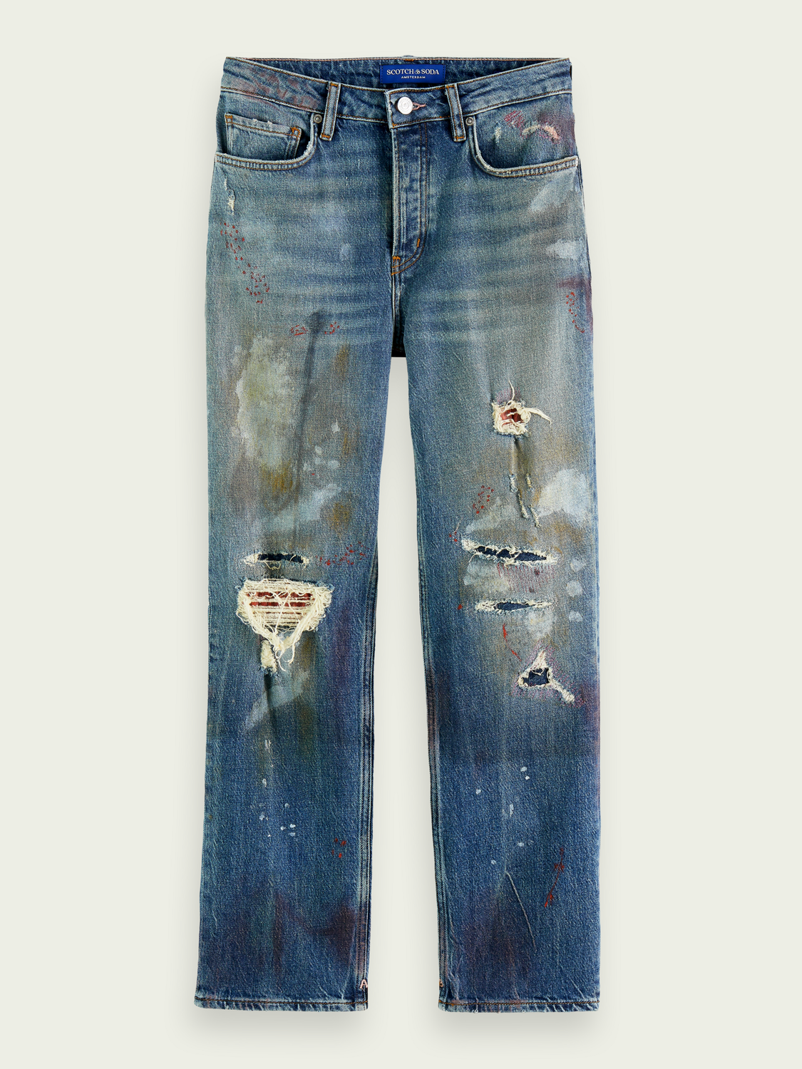 The Sky Straight Leg Distressed Jeans | scotch & soda outlet