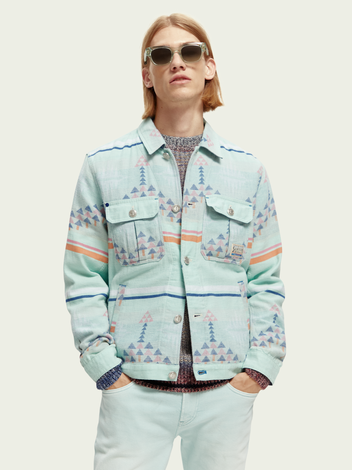 Jacquard Denim Ikat Overshirt | Scotch And Soda Outlet