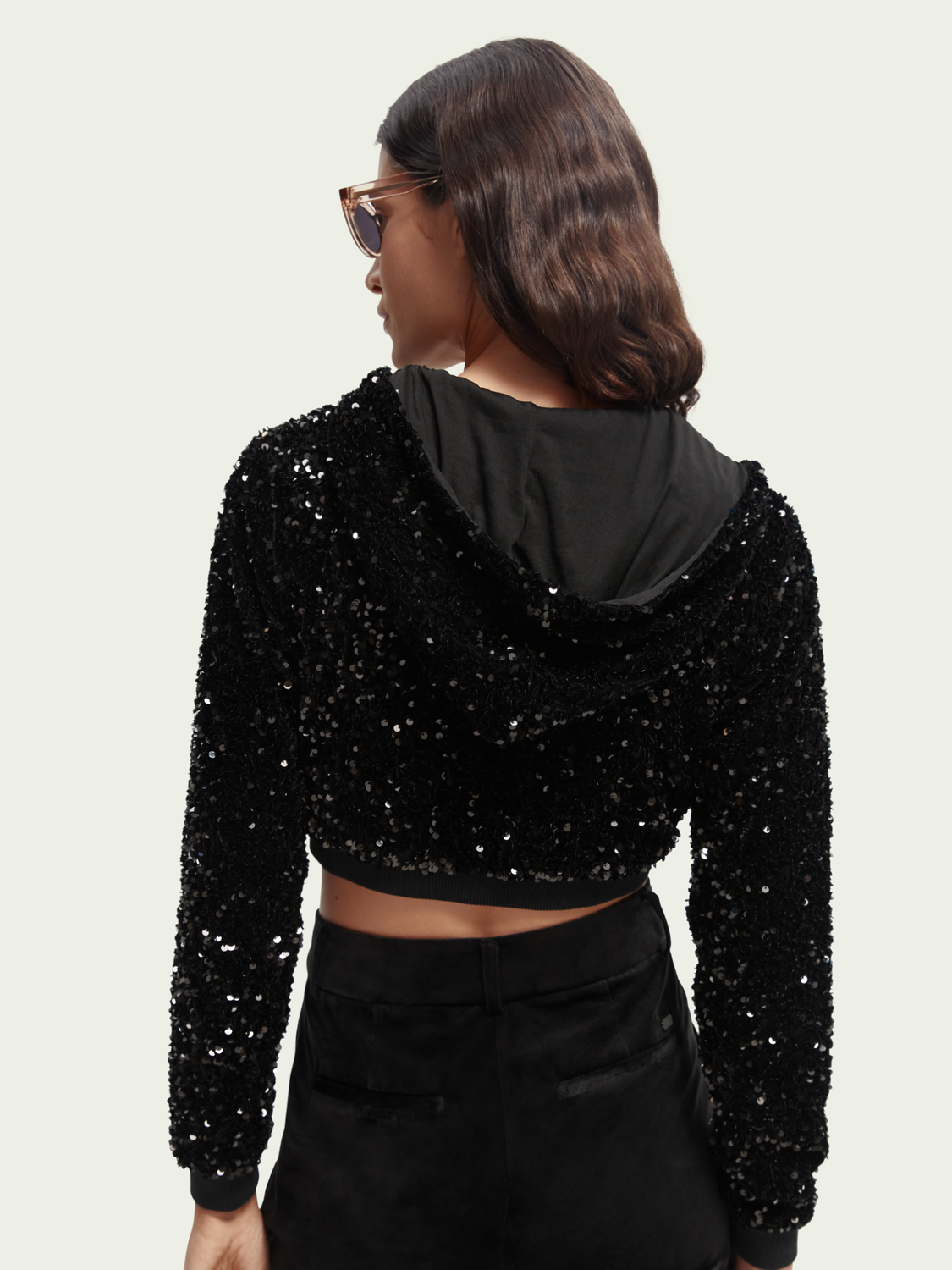 Cropped Sequin Hoodie | scotch & soda outlet