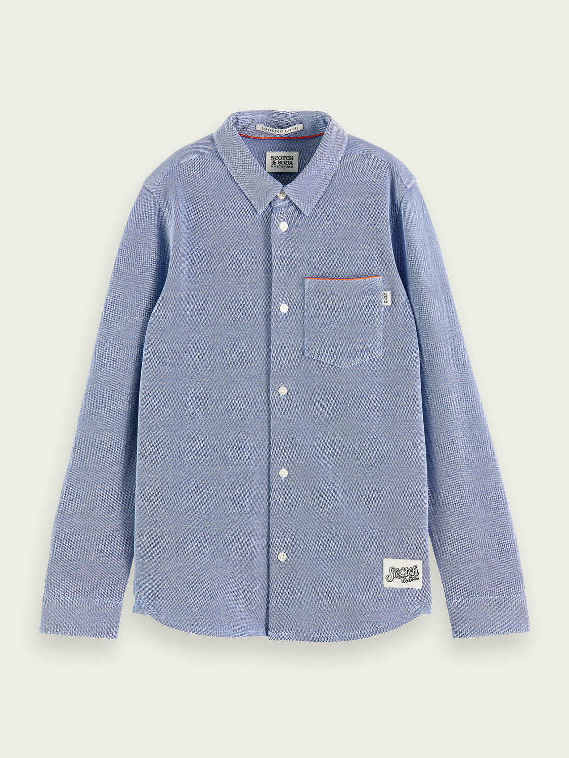 Regular-Fit Long-Sleeve Pique Shirt