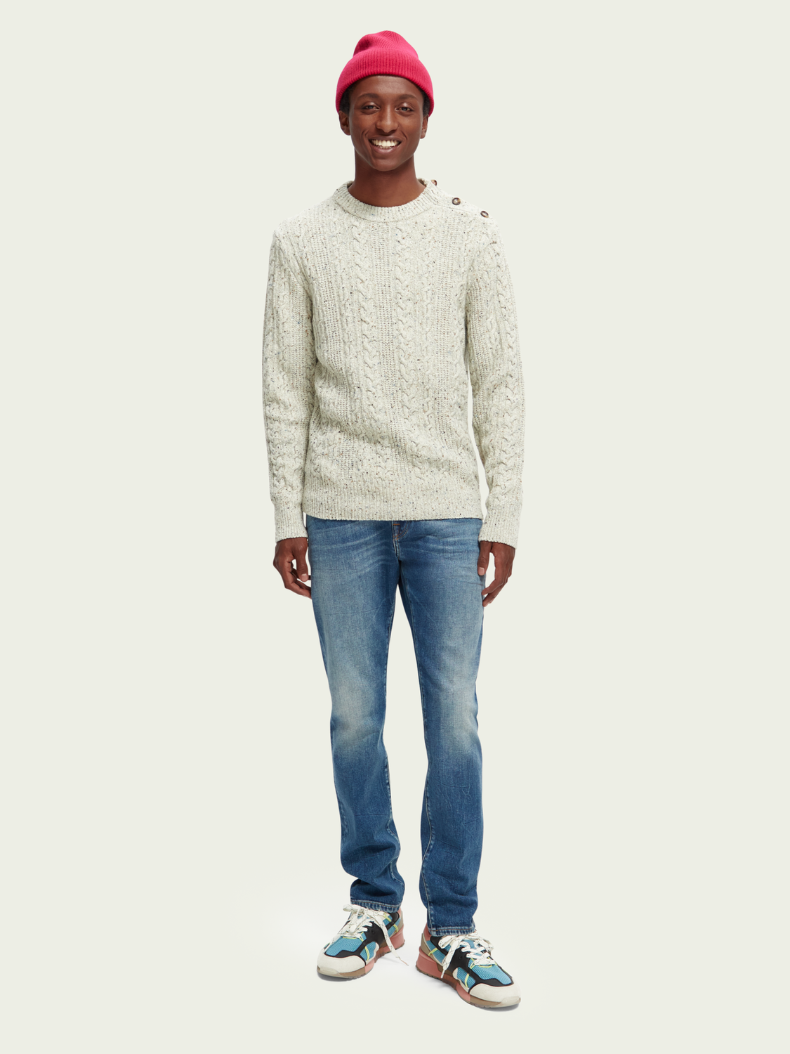 Cable Knit Wool-Blended Sweater | Scotch And Soda Outlet
