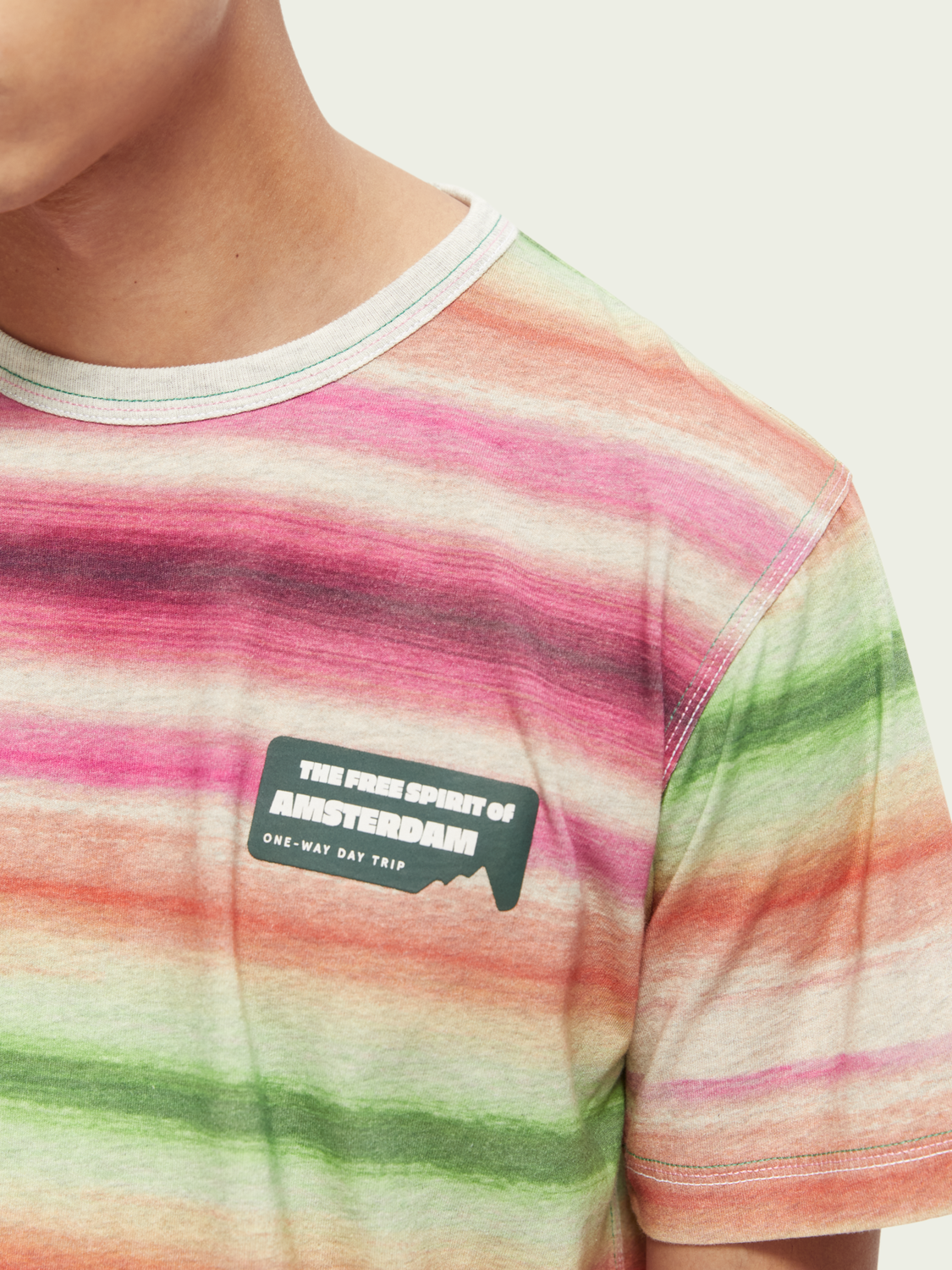 Striped Gradient Crewneck T-Shirt | Scotch And Soda Outlet