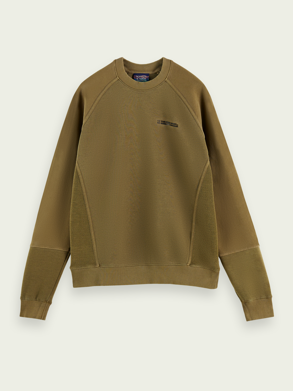 Panelled Organic Cotton Crewneck Sweatshirt | Scotch And Soda Outlet