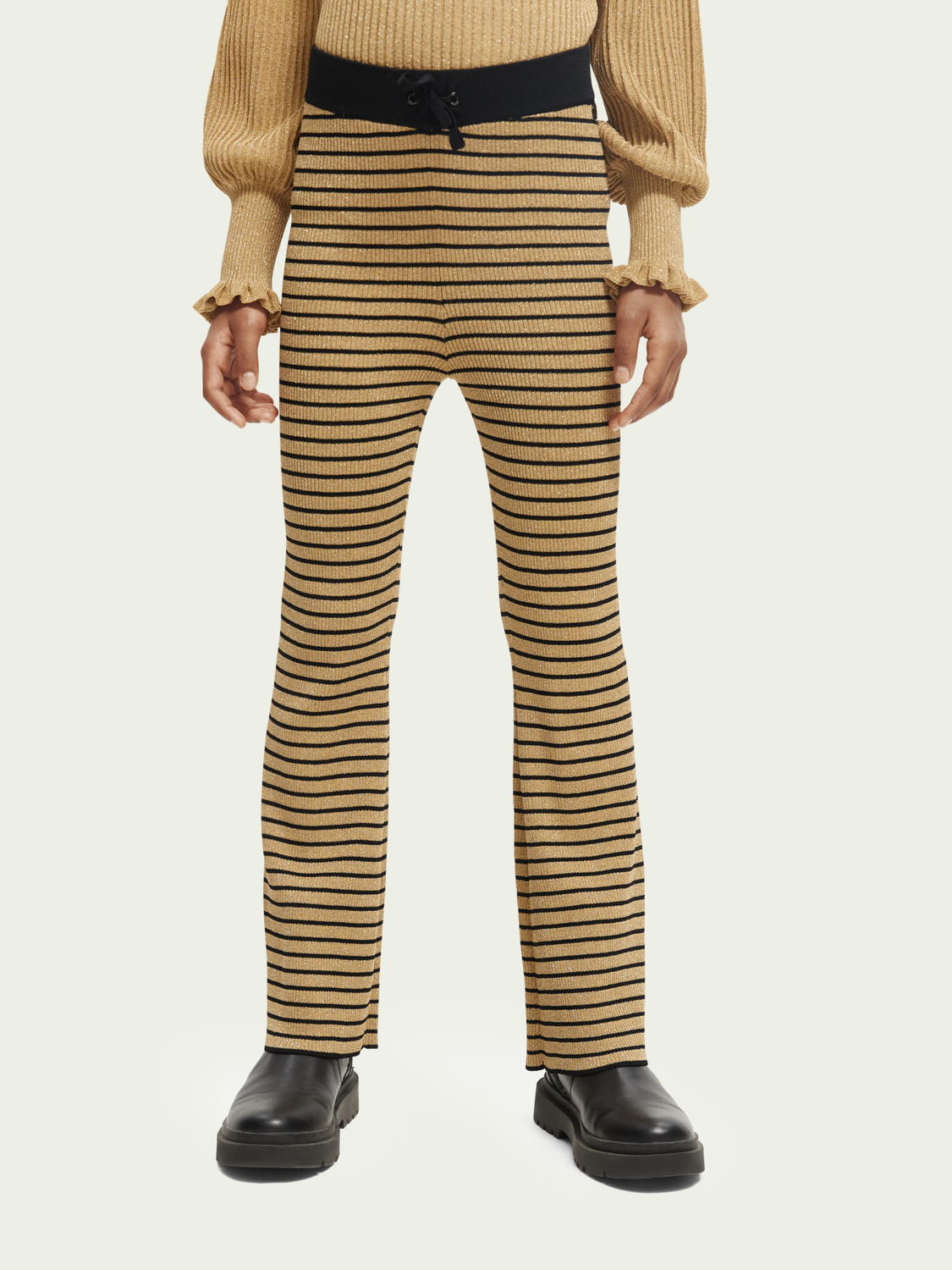 High-Rise Knit Flared Trousers
