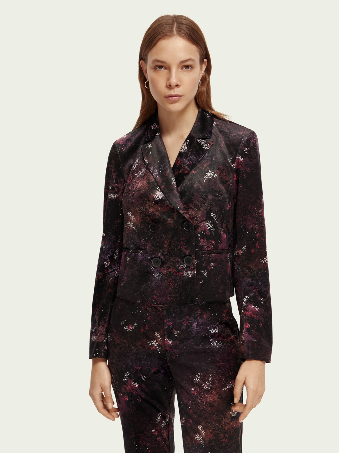 Printed Cropped Velvet Blazer | scotch & soda outlet