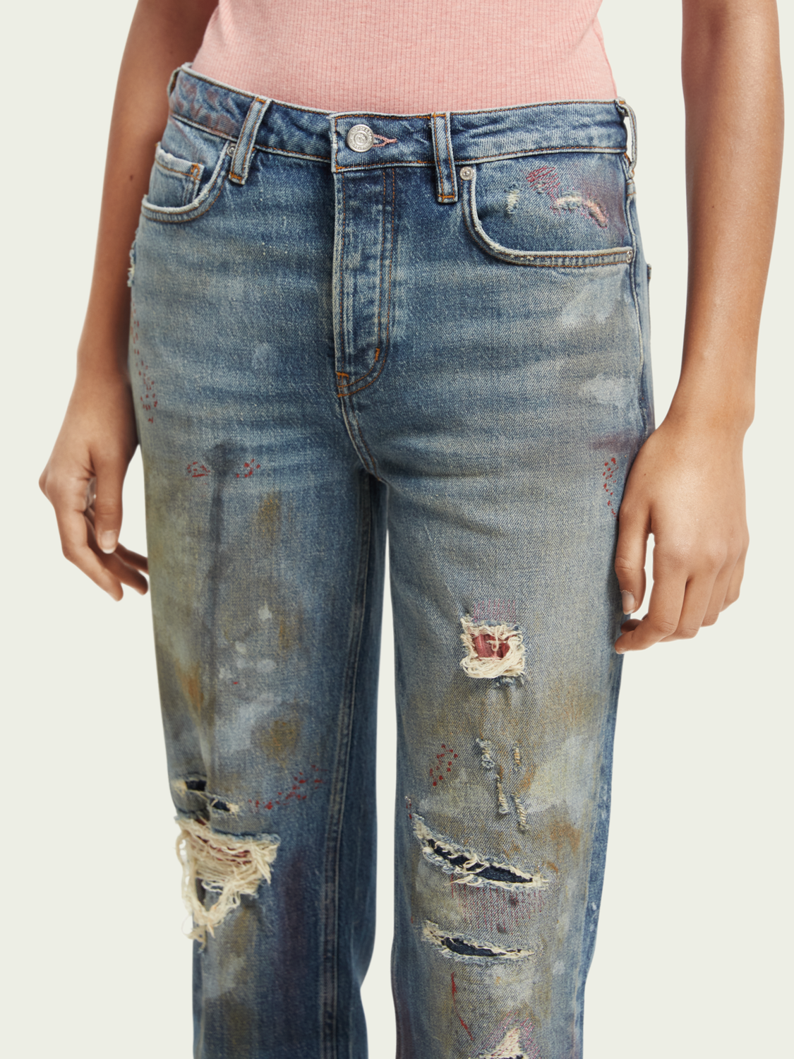 The Sky Straight Leg Distressed Jeans | scotch & soda outlet
