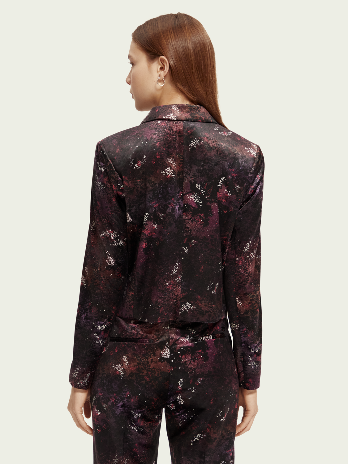 Printed Cropped Velvet Blazer | scotch & soda outlet